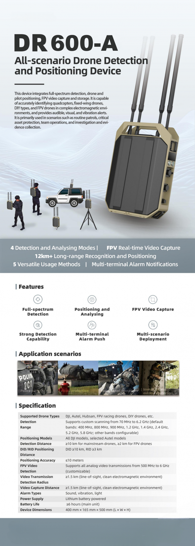 Pilot Interception Camera 12km Drone Detection System with FPV Interception & Pilot Tracking