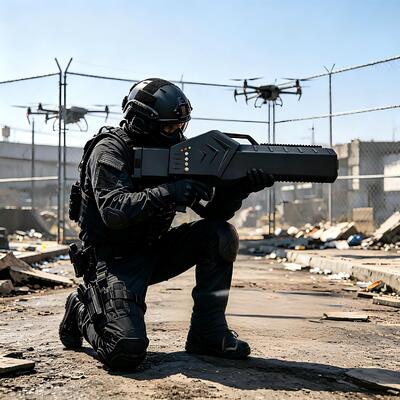 Buy 360° Horizontal Direction Finding Handheld UAV Jammer with 8 Core Frequency Bands Suppression and 2 km Detection Range online manufacture